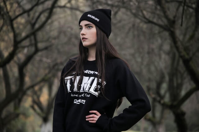 A model with Beanie Hat