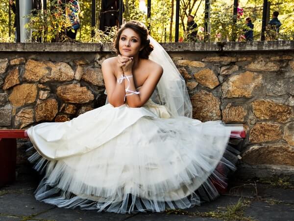 Beautiful adult with wedding gown