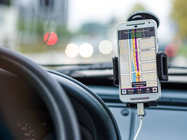 Navigating path through GPS in a car
