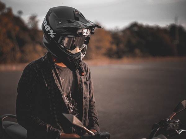 Person wearing helmet