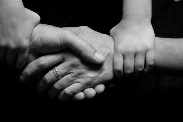 Black and White picture of connected hands